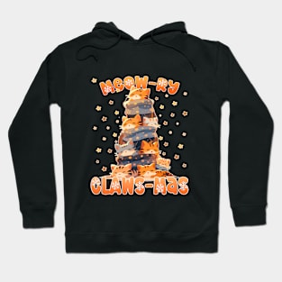 Kawaii Cute Ginger Cat Catmas Tree: Meowry Clawsmas Hoodie